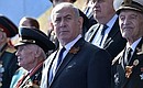 Премьер-министр Израиля Биньямин Нетаньяху на военном параде в ознаменование 73-й годовщины Победы в Великой Отечественной войне 1941–1945 годов.