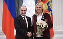 Presenting Russian Federation state decorations. President of the Russian Alpine Ski and Snowboard Federation Svetlana Gladysheva is awarded the Order of Honour.