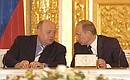 At a State Council meeting. With Prime Minister Mikhail Fradkov.