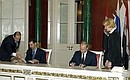 Signing of the joint declaration of deeping the relations of friendship and cooperation between Russia and Syria with Syrian President Bashar al-Assad.
