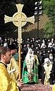 Патриарх Московский и всея Руси Кирилл на праздничном молебне, посвящённом 1025-летию Крещения Руси.