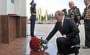 Vladimir Putin laid flowers at the Zvonnitsa victory monument at the Prokhorovka Field military history museum and park.