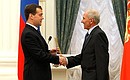 Ceremony presenting state decorations. Mikhail Nikityuk, head of Vishnevsky farm, received the Order of Honour.