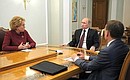 With Federation Council Speaker Valentina Matviyenko and State Duma Speaker Sergei Naryshkin.