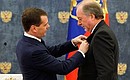 Presenting Russian state decorations to foreign citizens. Sergio Palamarchuk, Director of the Russian House in Rio de Janeiro, receives the Pushkin Medal.