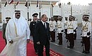 Официальная церемония встречи Владимира Путина Эмиром Катара шейхом Хамадом бен Халифой аль-Тани.