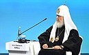 Patriarch Kirill of Moscow and All Russia at the plenary session of the Russia-Africa Economic and Humanitarian Forum. Photo: Pavel Bednyakov, RIA Novosti