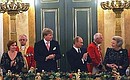 At the state reception given by Queen Beatrix of the Netherlands (right) in honour of President Putin and Lyudmila Putina. Th the left of the President is Crown Prince Willem-Alexander.