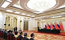 Statements for the press following Russian-Chinese talks.