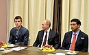 Беседа с участниками матча за звание чемпиона мира по шахматам Магнусом Карлсеном и Вишванатаном Анандом.