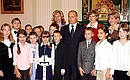 President Putin meeting with pupils of the Lomonosov School of Riga.