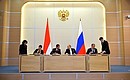 Церемония подписания российско-индонезийских документов о сотрудничестве.