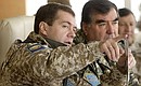 Учения Коллективных сил оперативного реагирования «Взаимодействие-2009». С Президентом Таджикистана Эмомали Рахмоном.