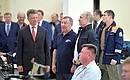 During the visit to the Integrated Transport Control Centre. With Acting Transport Minister Maxim Sokolov, left, and Stroygazmontazh Board Chairman Arkady Rotenberg.
