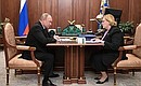 Meeting with Head of the Federal Medical-Biological Agency Veronika Skvortsova.