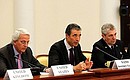 NATO Secretary General Anders Fogh Rasmussen (centre) during a meeting with participants in the NATO-Russia Council’s meeting.