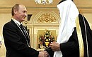 King of Saudi Arabia Abdullah bin Abdul Aziz Al Saud awarded Mr Putin the Order of King Abdul Aziz – the highest decoration from the Kingdom.