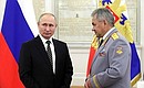 At the ceremony presenting officers appointed to senior command posts. With Defence Minister Sergei Shoigu.