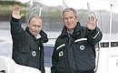 With U.S. President George Bush during a boat excursion.
