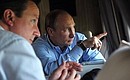 Vladimir Putin and David Cameron viewed Olympic facilities in Sochi in the mountain cluster and the Imereti Valley – from a helicopter.