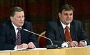 Chief of Staff of the Presidential Executive Office Sergei Ivanov and Presidential Aide and Head of the Presidential Control Directorate Konstantin Chuichenko at a meeting on improving state control in Russia.