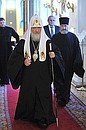 Патриарх Московский и всея Руси Кирилл перед началом встречи с представителями поместных православных церквей.