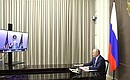 В ходе встречи с Президентом США Джозефом Байденом (в режиме видеоконференции).