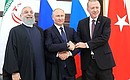 С Президентом Ирана Хасаном Рухани (слева) и Президентом Турции Реджепом Тайипом Эрдоганом.