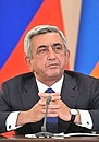 Press statements following Russian-Armenian talks. President of Armenia Serzh Sargsyan.
