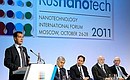 Dmitry Medvedev addressed the IV International Nanotechnology Forum.