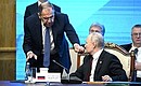 With Foreign Minister Sergei Lavrov at the end of the expanded format CIS Heads of State Council meeting. Photo: Pavel Bednyakov, RIA Novosti