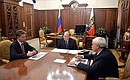 Working meeting with Minister of Transport Maxim Sokolov and Governor of St Petersburg Georgy Poltavchenko.