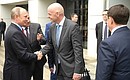 С президентом ФИФА Джанни Инфантино во время посещения школы-интерната футбольного клуба «Краснодар».