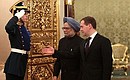 Перед началом российско-индийских переговоров в расширенном составе. С Премьер-министром Индии Манмоханом Сингхом.