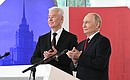 С мэром Москвы Сергеем Собяниным в ходе церемонии открытия объектов инфраструктуры столицы (в режиме видеоконференции). Фото: Сергей Бобылёв, РИА «Новости»
