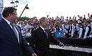 На праздничном концерте по случаю 1000-летия единения мордовского народа с народами Российского государства.