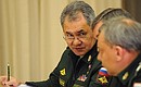 Defence Minister Sergei Shoigu at a meeting on defence industry development.