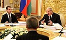 На заседании Высшего Государственного Совета Союзного государства Российской Федерации и Республики Беларусь. С Президентом Республики Беларусь Александром Лукашенко.