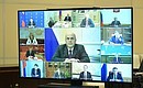 Meeting with Government members (via videoconference). Prime Minister Mikhail Mishustin.