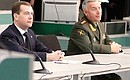 Visit to the Military Intelligence Directorate (GRU) of the Russian Armed Forces General Staff. Chief of the General Staff Nikolai Makarov (right).