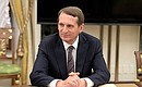 Before a meeting with permanent members of the Security Council. Director of the Foreign Intelligence Service Sergei Naryshkin.
