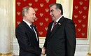Before the parade, at the Armorial Hall of the Kremlin, Vladimir Putin greeted the leaders of foreign states and major international organisations who have come to Moscow to take part in the celebrations. With President of Tajikistan Emomali Rahmon