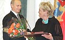 2001 Arts and Literature Prize award ceremony. The Presidential Prize was awarded to the art director of the Sovremennik Theatre Galina Volchek.