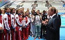 Встреча с членами сборной команды России, участвующими в чемпионате мира по водным видам спорта.
