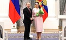 Ceremony for presenting state decorations. The Mother Heroine title was awarded to Olga Dekhtyarenko.