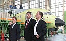 At the Voronezh Aircraft Manufacturing Plant. With Governor of Voronezh Region Alexei Gordeyev (right) and company CEO Vitaly Zubarev. Photo: RIA Novosti