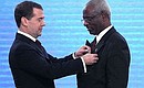 Dmitry Medvedev presented state decorations to foreign citizens for their contribution to strengthening friendship, cooperation and cultural ties with Russia. Ambassador of Eritrea Teklai Menassi Asged received the Pushkin Medal.