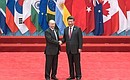 С Председателем Китайской Народной Республики Си Цзиньпином перед началом первого заседания саммита «Группы двадцати». Фото РИА «Новости»