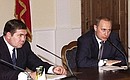 President Putin with governor of Krasnoyarsk Region Alexander Lebed, attending a meeting to discuss the socio-economic development of the Krasnoyarsk Region.