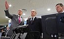 At the main operations centre of the 2014 Winter Olympics. With Deputy Prime Minister Dmitry Kozak (right) and President of the Organising Committee for the XXII Winter Olympic Games and XI Winter Paralympic Games in Sochi Dmitry Chernyshenko.